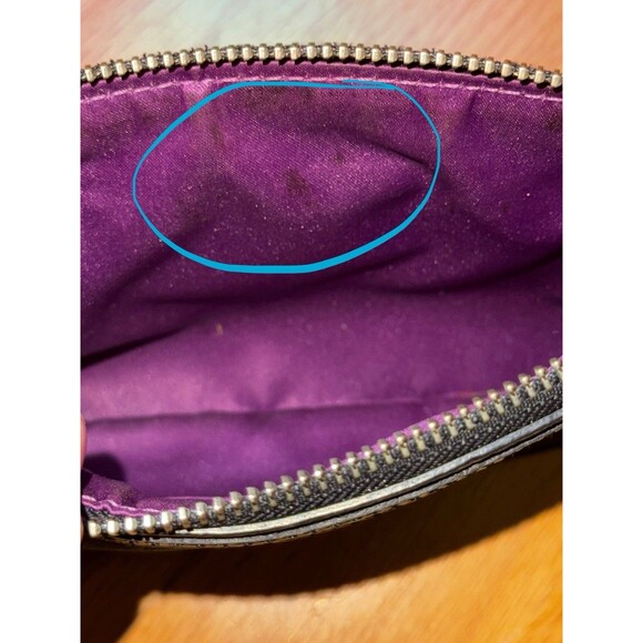 Coach Poppy Signature Monogram Wristlet Clutch Purse Wallet Silver Black Brown - Picture 7 of 16